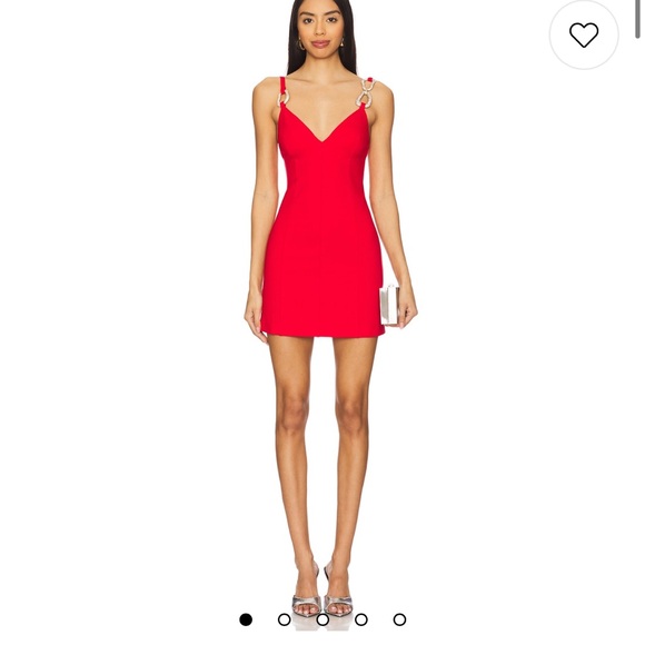 AREA Crystal Link Mini Dress Red sz XS/XXS Gorgeous - Picture 3 of 4
